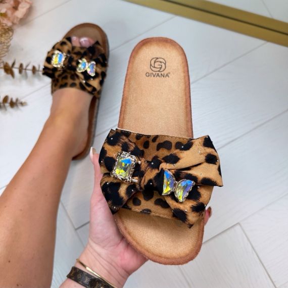 DIAMOND BOW SLIPPER LX9608 LEOPARD *WEBONLY*