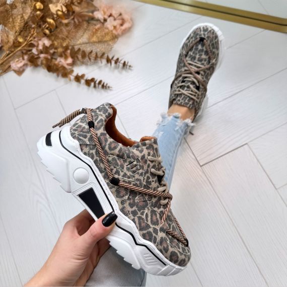 DWRS JUPITER DENIM LEOPARD SNEAKER J5554C-83 SAND