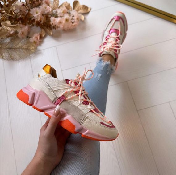 DWRS LOS ANGELES CANVAS SNEAKER B9101-54 OFFWHITE/PINK *WEB*
