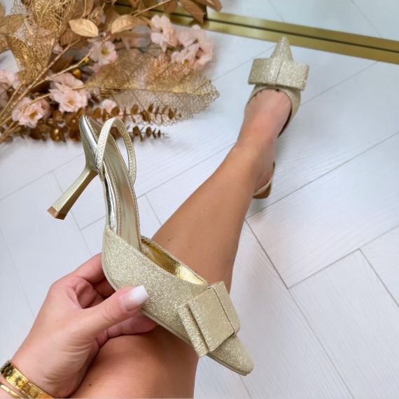 GLAMOUR BOW HEEL SQC-109 GOLD *WEB ONLY*