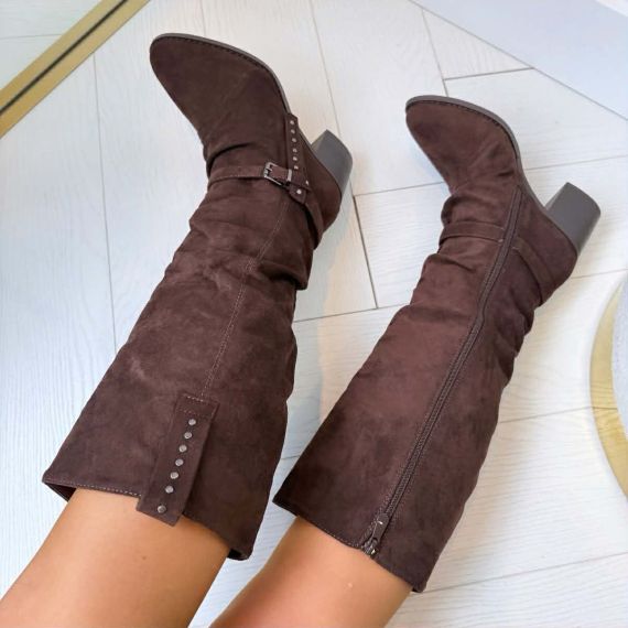 SUEDINE GESP STUDS LAARS A-997 BROWN