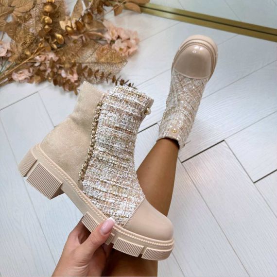 TWEET CHAIN BOOT A-988 BEIGE