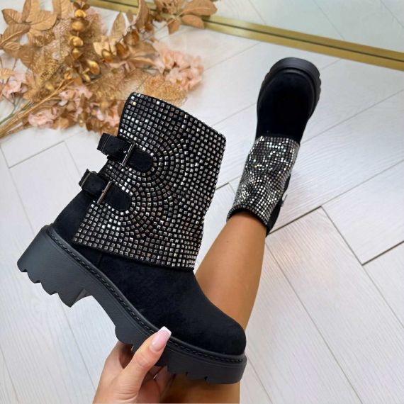 GLAMOUR BOOT XJ-932 BLACK/SILVER