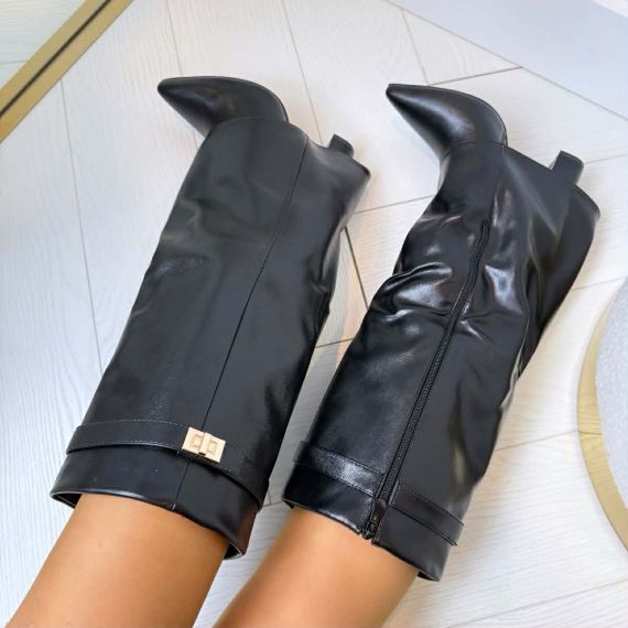 VONNY LEATHER LOOK HAK LAARS CC261-2 BLACK