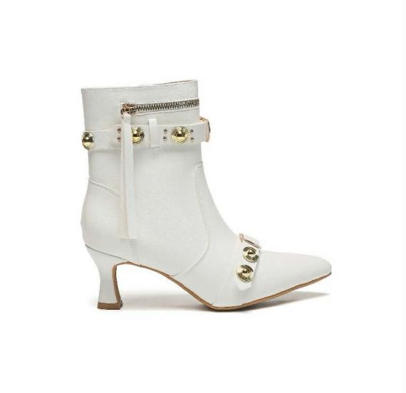 *ACTIE* STUDDED ZIP HEEL DES820 WHITE