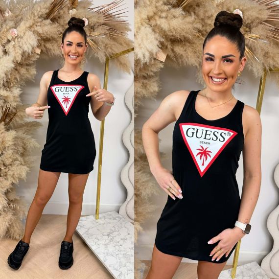 GUESS BEACH LOGO TANKTOP DRESS E3GP03JA914 JBLK