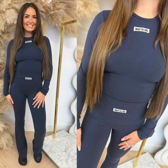 UNIQUE THE LABEL NENA **LONGSLEEVE** TOP DEEP DARK NAVY