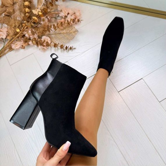 SUEDINE LEATHER LOOK HEEL MVP-338 BLACK