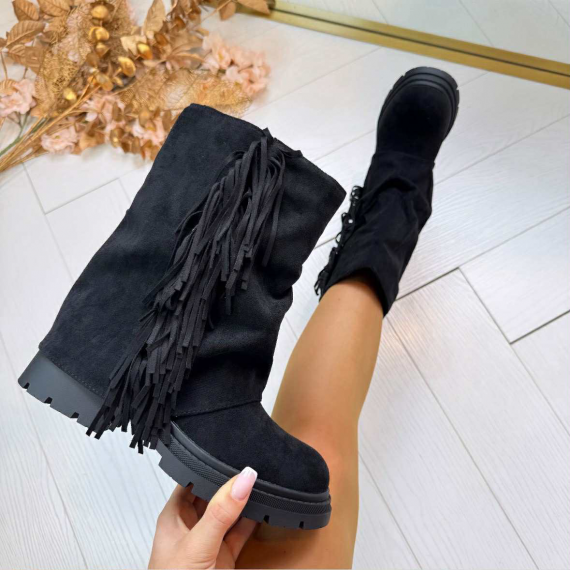 LOVY FRINGE BOOT RQ-541 BLACK