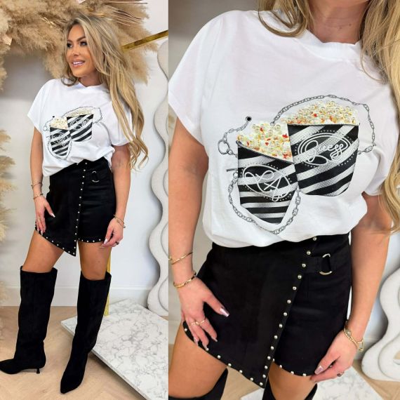 GUESS SS CN POPCORN TEE W6RI28I3Z14 G011 WHITE