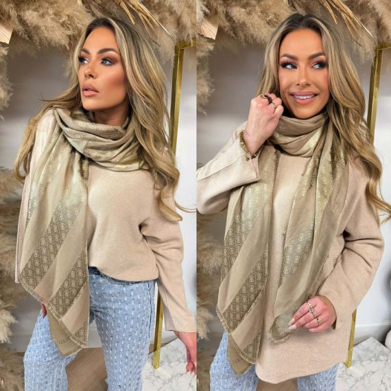 GUESS NOELLE II JACQURD SCARF AW5480POL03 SES TAUPE