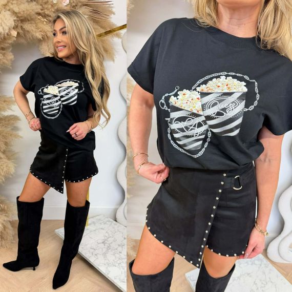 GUESS SS CN POPCORN TEE W6RI28I3Z14 BLACK