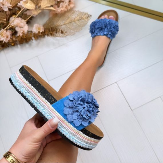 FLOWERY BAND SLIPPER 2082 BLUE *WEB ONLY*