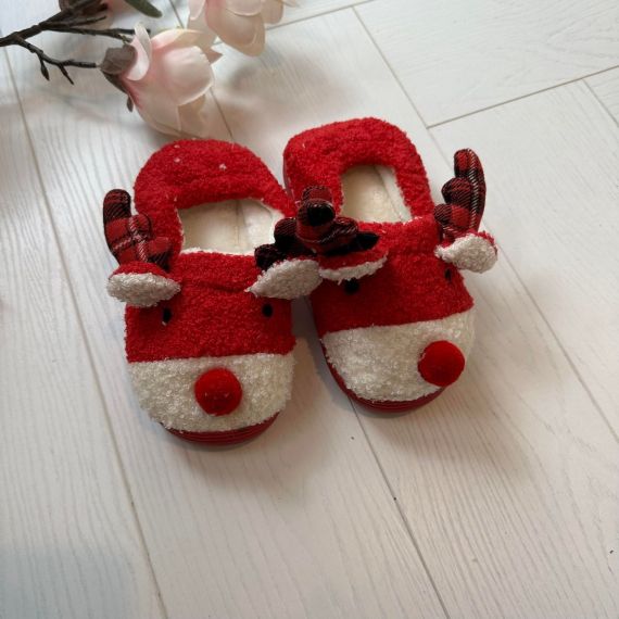 *KIDS* FOUTE KERST PANTOFFEL YL-31 RED *WEB ONLY*
