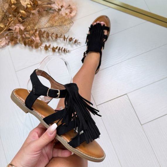 FRINGE SANDAAL X5-392 BLACK