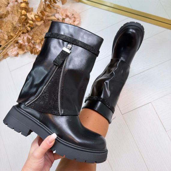 *SALE* GLAMOUR ZIP BOOT MS-25025 BLACK *WEB ONLY*