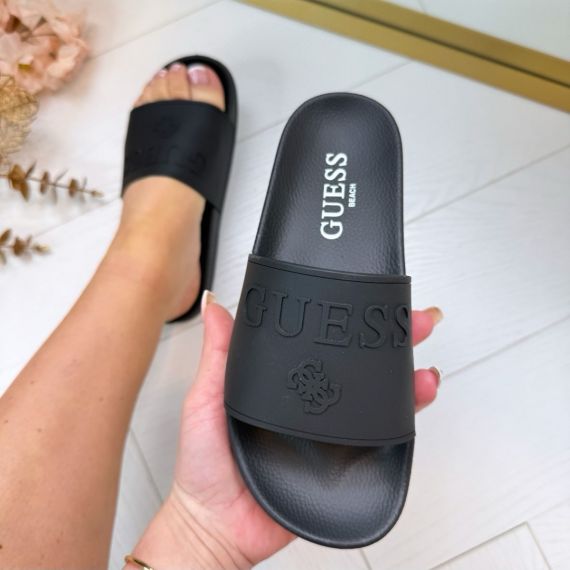 GUESS 4G LOGO SLIPPER E5GZ07BB00F BLACK