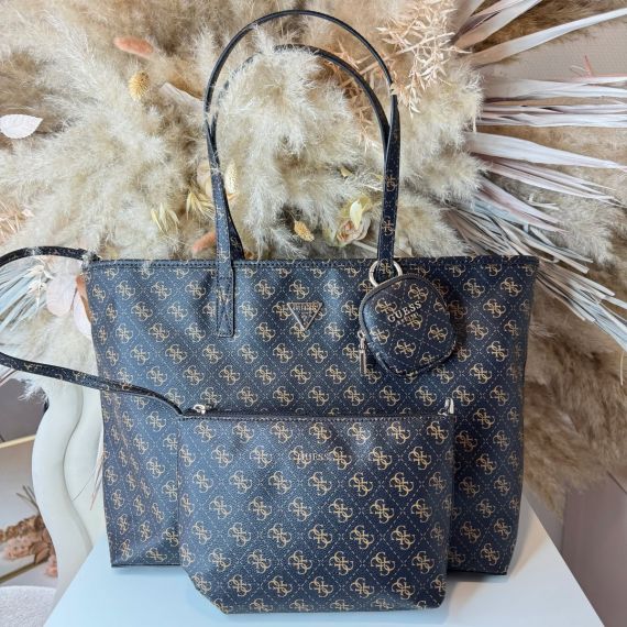 GUESS POWERPLAY SHOPPER BAG QG900624 BNL BROWNLOGO