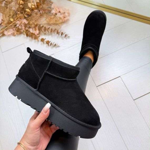 LARA REAL LEATHER UGIE BOOT ZP20 BLACK