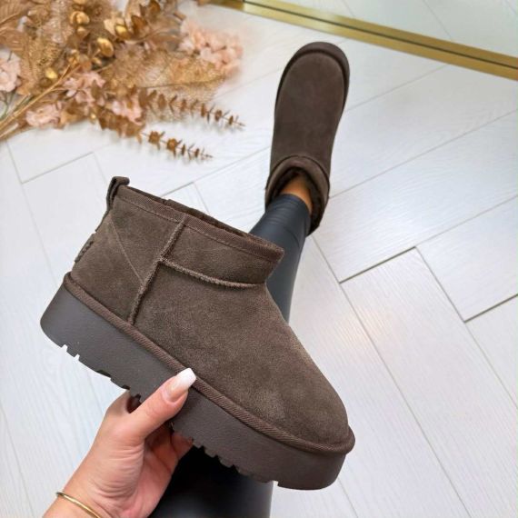 LARA REAL LEATHER UGIE BOOT ZP20 BROWN