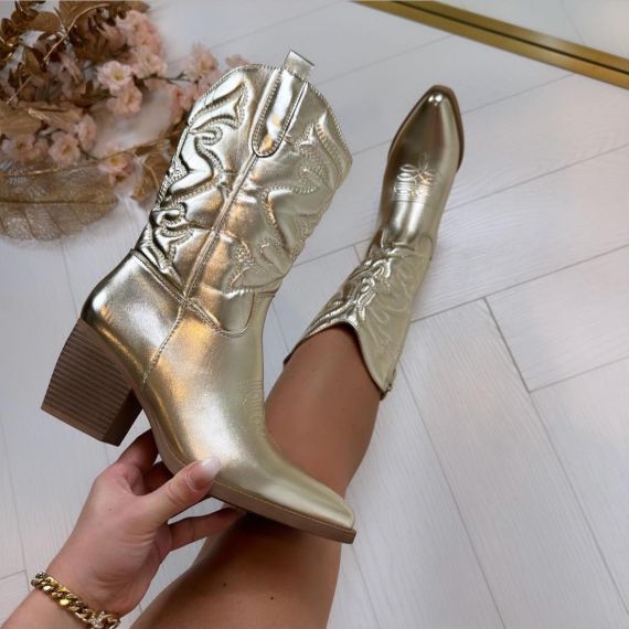 METALLIC WESTERN BOOT T-276 GOLD *WEB ONLY*