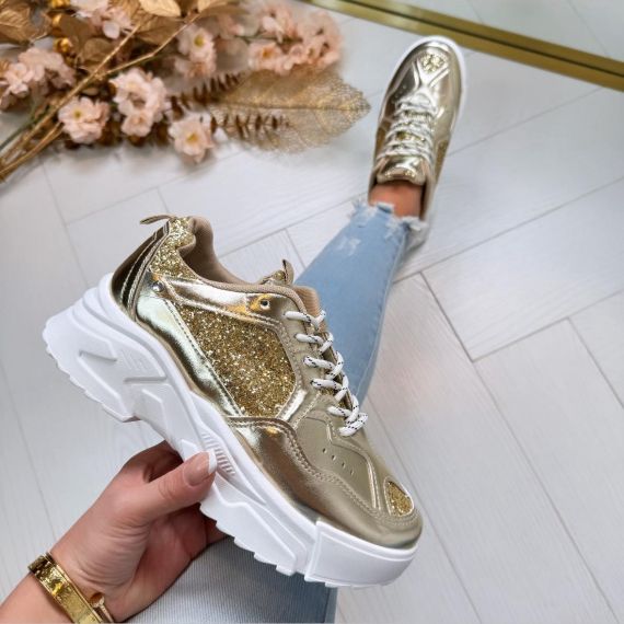 MUSTHAVE GLITTER SNEAKER A88-187 GOLD *WEB ONLY*