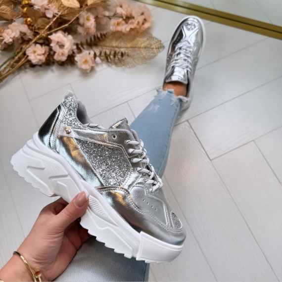 MUSTHAVE GLITTER SNEAKER A88-187 SILVER *WEB ONLY*