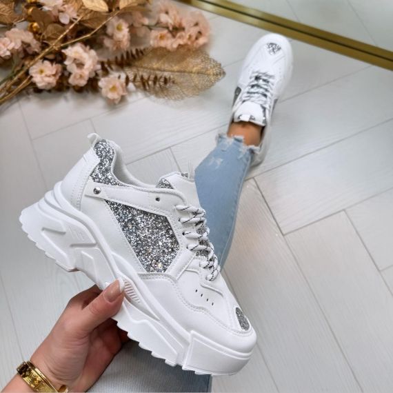 MUSTHAVE GLITTER SNEAKER A88-187 WHITE *WEB ONLY*