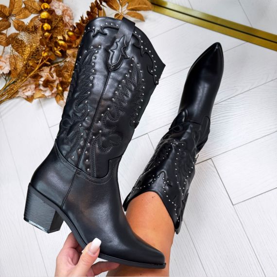 *SALE* PRETTY LEATHER LOOK LAARS 7613 BLACK *WEBONLY*