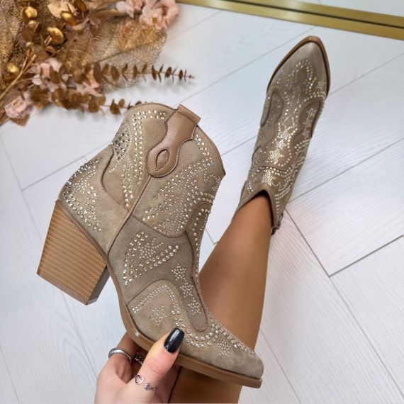 RHINESTONE BOOT DES665 KHAKI *WEBONLY*