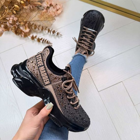 STEVE MADDEN MISTICA SNEAKER 2320 BRONZE GOLD/BLACK