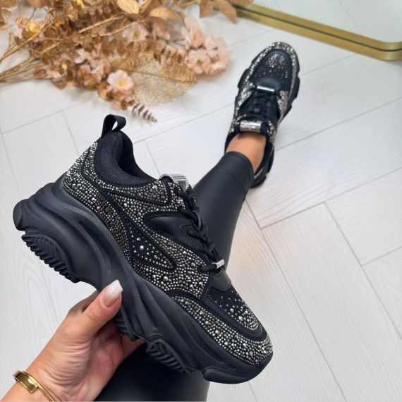 STEVE MADDEN PRIVY SNEAKER 0082 BLACK/SILVER