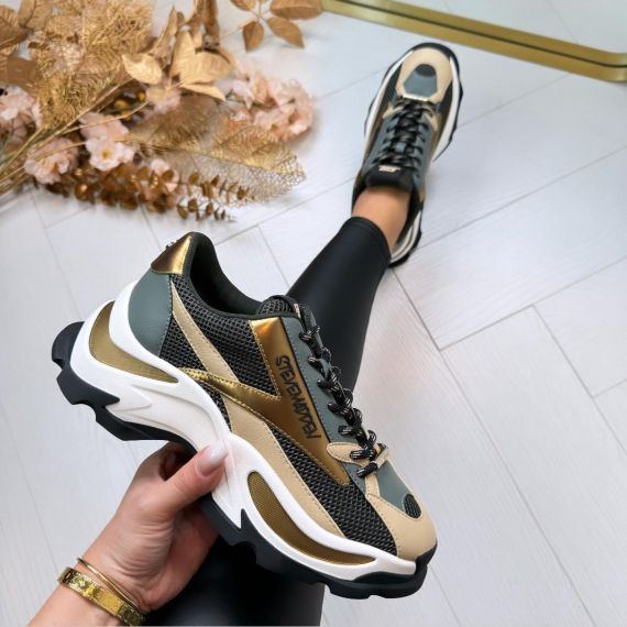 STEVE MADDEN SNEAKER ZOOMZ 2327 ICE PEWTER/GOLD