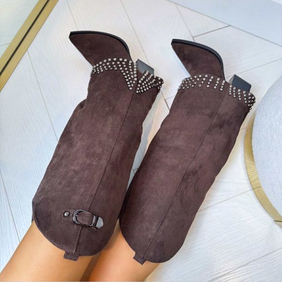 STUDDED COWBOY LAARS 9689A BROWN