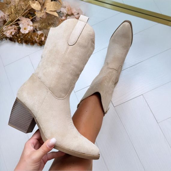 SUEDINE COWBOY LAARS  T-273 BEIGE