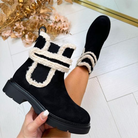 *SALE* TEDDY DETAIL  BOOT RXJ-273 NOIR *WEBONLY*