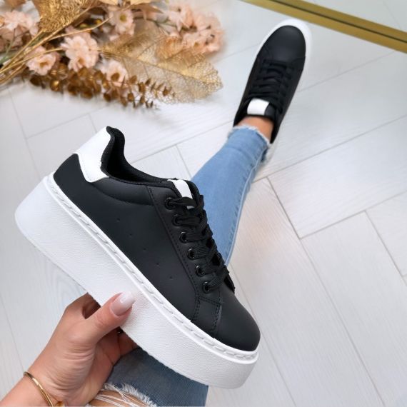 LEATHER LOOK MUSTHAVE SNEAKER LT230-5 BLACK *WEB ONLY*