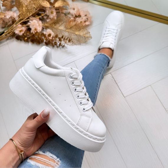 LEATHER LOOK MUSTHAVE SNEAKER LT230-5 WHITE