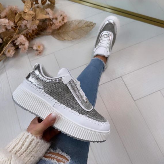 **SALE** WOVEN ROPE SNEAKER 8-65 SILVER *WEB ONLY*