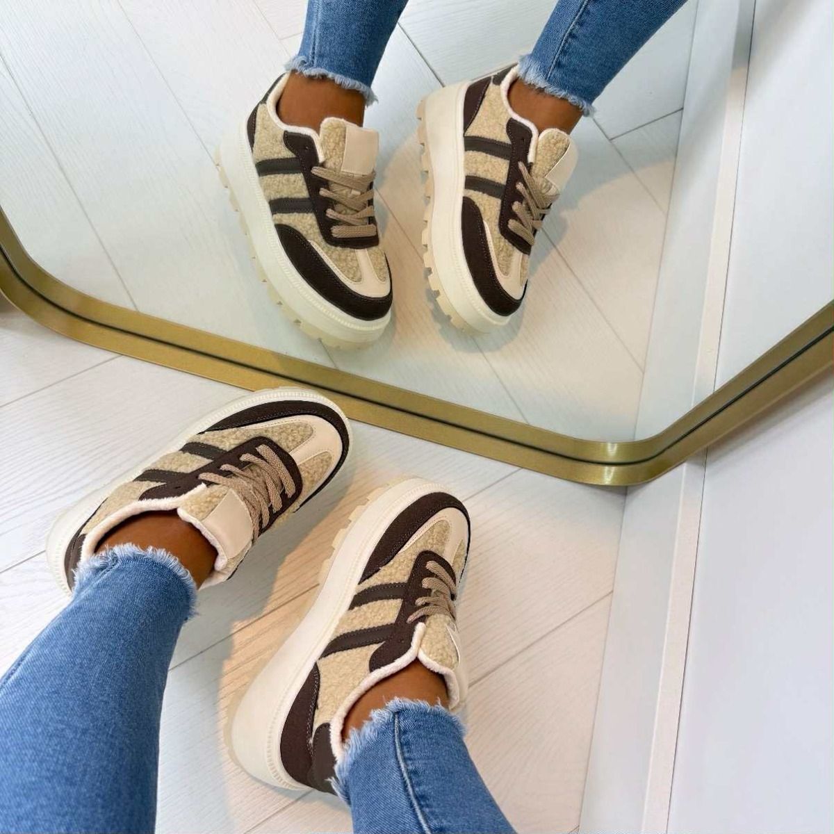 TEDDY STRIPE SNEAKER 24886 BROWN - Style Woerden