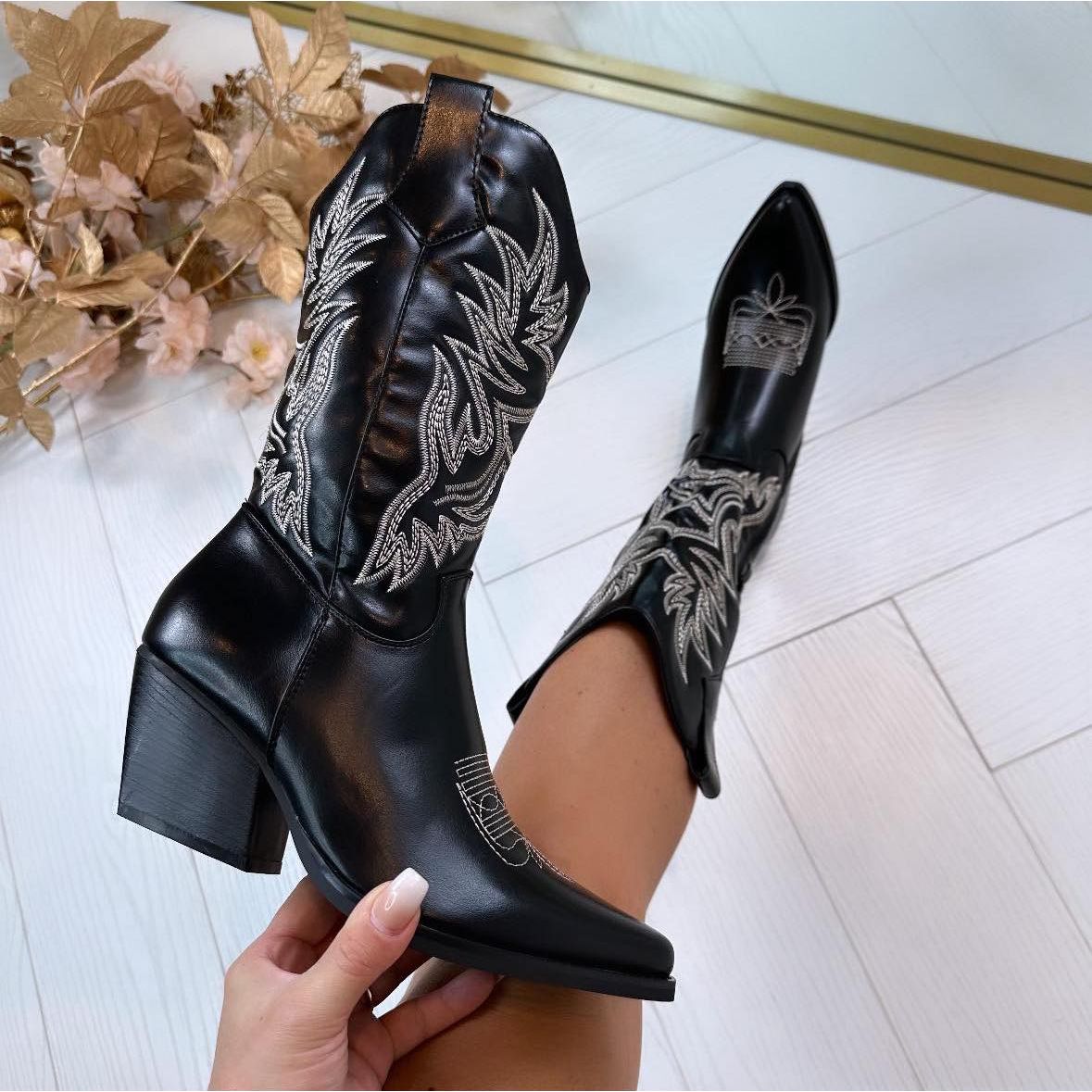 Laarzen Zwart Cowboy Laarsje BESTSELLER COWBOY LAARS DES953 BLACK/PU