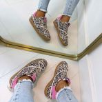 DWRS POONA STUDS LEOPARD SNEAKER B11928-02 SAND/PINK