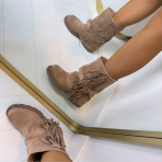 *SALE* LOVY FRINGE BOOT RQ-541 KHAKI