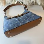GUESS GREYSON II ZIP SHOULDER BAG DG920618 DENIM/CARAMEL