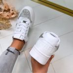 GUESS RHINESTONE TRIANGLE SNEAKER FLFNRSELE12 WHITE