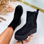 SUEDINE WEDGE BOOTY 0-611 BLACK *WEB ONLY*