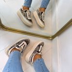 LEAVES PRINTY SNEAKER 8-212 BROWN