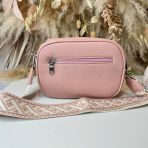 LEATHER LOOK DOUBLE ZIP BAG H0625 PINK