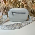 LEATHER LOOK DOUBLE ZIP BAG H0625 SILVER
