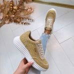 LA STRADA SNEAKER 2220586-4322 BEIGE/GOLD RAFFIA